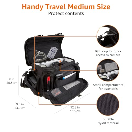Amazon Basics Large DSLR Gadget Bag for Camera Storage with Shoulder Strap, Black with Grey Interior by Amazon Basics - Image 3