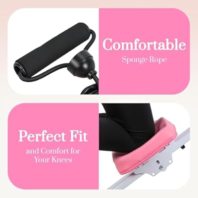 Rowing Machines for Home Gym, Multi-Functional Rower Machine Adjustable Handrail Ab Trainer Machine, Max Bearing 120kg, Folding AB Workout Machines, with Resistant Bands