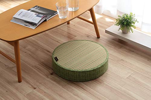 イケヒコ コーポレーション い草 クリア クッション スツール 抗菌防臭 消臭 シンプル 小林製薬コバガード使用 約40R×8cm グリーン #3281989