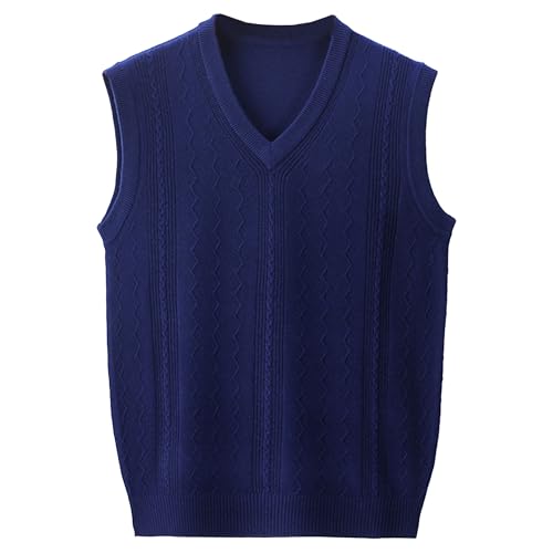 Men's Jacquard Knitted Vest Wool Blended Cable Mens Knit Waistcoat Business Solid Color Plain Vests Sweater