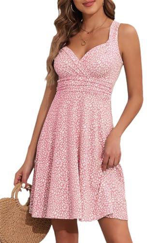 Image of Womens Wrap V Neck Sleeveless Sundress Summer Flare Tank Dress