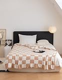 MH MYLUNE HOME Ultra-Soft Checkered Blanket Microfiber Checkerboard Blanket Reversible, Plaid Cozy F