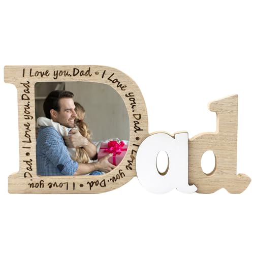 Wooden Daddy Photo Frame Engraved I Love You Dad Personalised Gift-s For Dad Dad Photo Frame From Daughter & Son Christmas Thanksgiving Fathers Day
