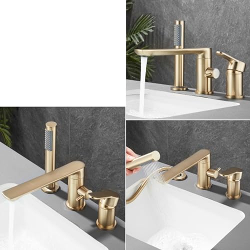 Robinet baignoire doré brossé cascade pour douche familiale moderne
