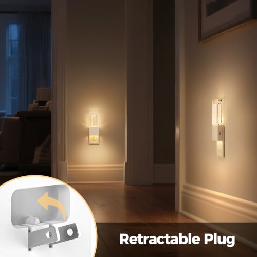 Image of DORESshop Night Lights Plug Into Wall, Bubble Acrylic Night Light | Foldable Plug Design, Dusk to Dawn Sensor, 3000K Soft White, Dimmable Nightlights for Bathroom, Hallway, Bedroom, 2 pcaks