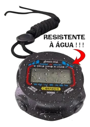 Cronômetro Digital de Mão Alta Precisão 1/100s Display Grande com Relógio Alarme Data Formato 12h 24