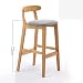 silla de bar Taburete de barra de madera maciza de roble, silla de recepción con respaldo, 150kg Taburete de barra de respaldo de carga estática, 72 cm Taburete de bar de casa, ropa de cama / cojín de