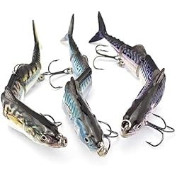Señuelos Para Tunidos ODS - Señuelo de pesca de atún de 4 segmentos articulado Swimbait con ganchos agudos para hundimiento de agua dulce y agua salada (kit 1)