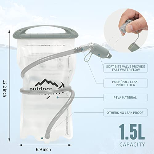 Inoxto 1.5L/2L Hydration Bladder, Water Bladder With Water Reservoir Hose Insulator & High Flow Bite Valve For Hiking Backpack, Leak Proof 1.5/2L Water Reservoir For Camping Cycling Running (1.5L) #TOP4
