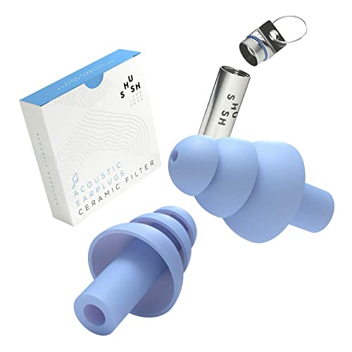 Shush Acoustic - Earplugs for Music Festivals, Parties and Concerts - Ceramic Filter for Superior Sound Quality (SNR 23 dB) - High-Fidelity Hearing Protection - Reusable Over 365 x