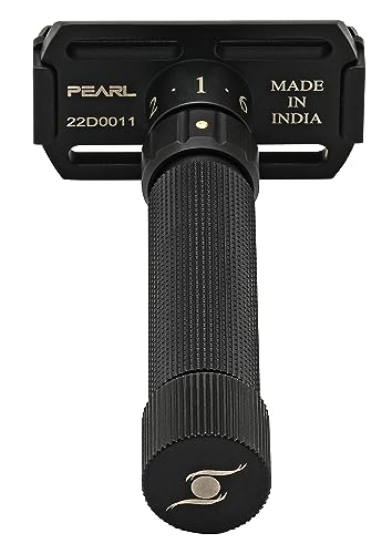 Pearl Flexi Adjustable Safety Razor Black Edition - Reusable Metal Razor made of 100% Brass | Eco Friendly Double Edge Razor for Men | Men's Shaving Razor for Father's Day Gift Option