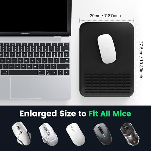 MEKASS Ergonomic Mouse Pad with Wrist Rest, Memory Foam Desktop Computer Wrist Rest for Carpal Tunnel Pain Relief, Non-Slip PU Base for Office and Home (Black)