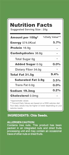 Image of SFT Premium Chia Seeds 1 Kg, I Seeds for Eating | Seeds for Weight Management | Rich in Calcium, Omega-3, Protein, Fibre, & Non GMO (Pack of 1)