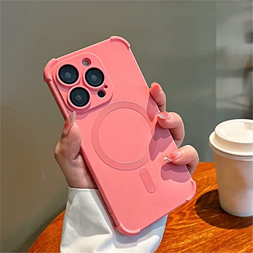 Étui antichoc rose pour iPhone 14 Pro Max en silicone mat avec technologie de coussin d'air