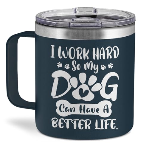 SANDJEST Dog Tumbler 14oz Insulated Coffee Mug with Handle Funny Dog Gift for Birthday, Christmas