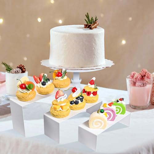 PYQTH 33 Pcs Cake Stand Set, 3-Size Cake Pedestal Stand, 3-Tier White Cupcake Stand, 3-Size Dessert Table Display with Fork, Knife and Gold Butterfly Decor for Wedding Baby Shower Birthday by PYQTH - Image 6