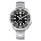 San Martin Luxus-Herren-Armbanduhr, SN047, 44 mm, automatisch, mechanische Taucheruhren, NH35A, Vintage, 200 m Taucheruhren, leuchtend, Schwarz