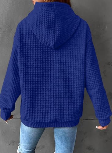 Image of SHEWIN Women Fall Waffle Hoodies Pullover Tops Hooded Sweatshirt