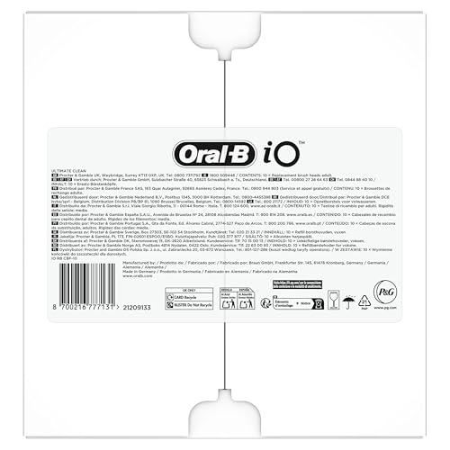 Oral-B Testine Di Ricambio Io Series Ultimate Clean Nere Per Spazzolino Elettrico Oral B, 10 Testine Rotonde Autentiche, Con Setole Crisscross Per Rimuovere La Placca - 10