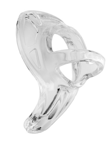 PerfectFit Brand Armour Tug Cock Ring and Ball Stretcher, TPR/Silicon Blend, Body Ring, Perineum Stimulator, Durable, Comfortable, Tight Fit, Clear