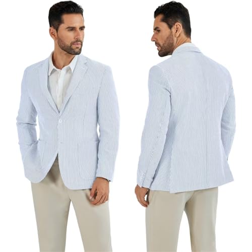 Seersucker Mens Suit Jacket Slim Fit Casual Blazer Summer Sport Coats Wedding Suits Jackets Prom Tuxedo Blazers3
