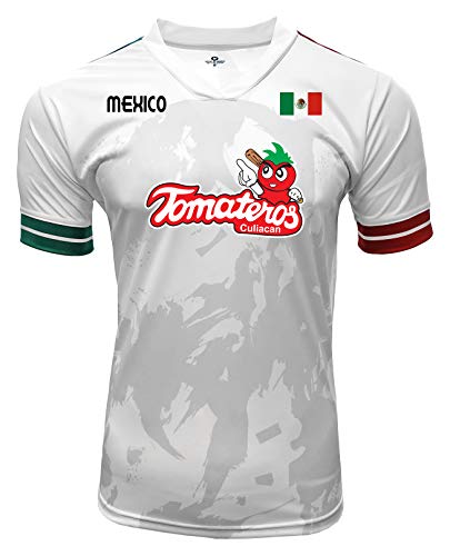 Jersey Mexico Tomateros de Culiacan 100% Polyester White/Grey_Made in Mexico (Medium)