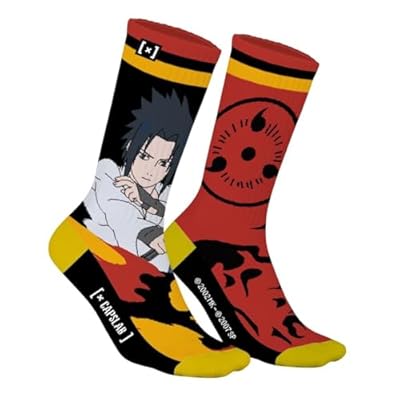 Capslab Calcetines de anime y cultura pop, medias geniales con motivos icónicos de Pikachu, Zoro, Sasuke y más, calcetines Naruto Sasuke-rojo-#35490, 39-42 | Ya disponible en tu tienda friki favorita! En mundofriki.es!