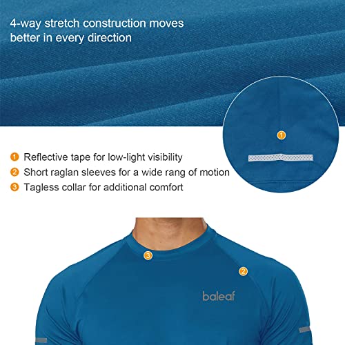 Baleaf Men's Running Shirts Workout Short Sleeve Athletic Gym T-Shirt Quick Dry Blue L #TOP2