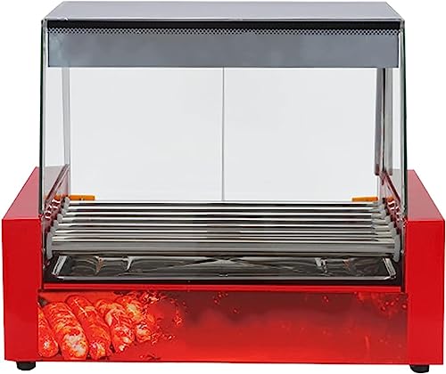 macchina per hot dog 1080W Salsiccia Macchina For La Cottura Alla Griglia 24 Hot Dog 7 Macchina For La Cottura Alla Griglia A Rulli Con Vassoio Raccogligocce Rimovibile In Acciaio Inossidabile E Coper