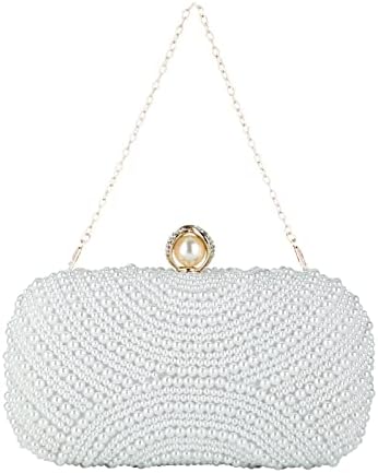 Evening Clutch Purse Wedding Beaded Pearl Clutch Bag Bridal Handbags Chain Small Shoulder Crossbody Bags for Womens Ladies