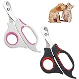 SDFSD 2 Piezas Cortaúñas para Gatos, Cortaúñas para Mascotas, Cortauñas para Cachorro, Tijeras para Garras Gato, Rosa y Negro, para Cachorros, Gatitos, Hámsteres, Conejos y Cualquier Mascota Pequeña