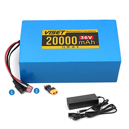 VISET LI 36v 20Ah Ebike Battery 14 Ah 10Ah 48V 20Ah 14Ah 24V 10Ah Electric Bike Lithium Battery with 42V 2A Charger for 100W 350W 450W 750W 500W 800W Electric Bicycle Motor(36v 20Ah)