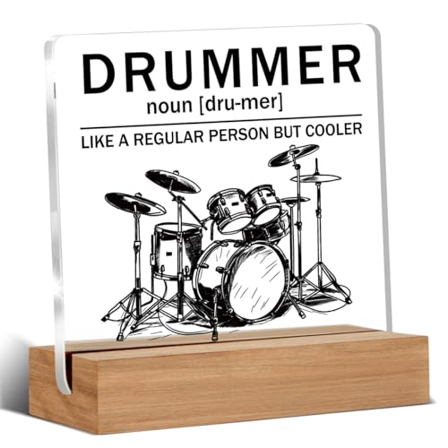 Drummer Gifts for Men Women Drum Accessories Drumming Gifts for Teens Boys Girls Drummer Definition Decorative Desk Signs Acrylic Plaque