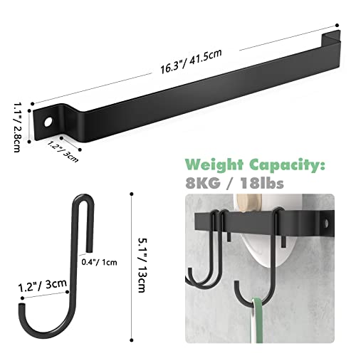 Housolution Kitchen Rail With 15 Hooks, 16 Inch Wall Mounted Hanging Utensil Rack Kitchen Utensil Hanger For Kitchen, Black #TOP3