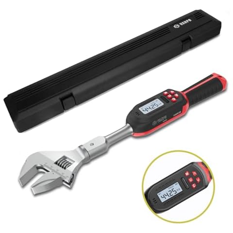 VANPO Hvac Torque Wrench 2.2-44.2 ft.lb/3-60 N.m, 9×12 mm Open End Torque Wrench, 38 mm Adjustable Jaw, Accuracy 2%, LED and Buzzer Notification, Adjustable Torque Wrench for Mini Split AC, Pipeline Cover