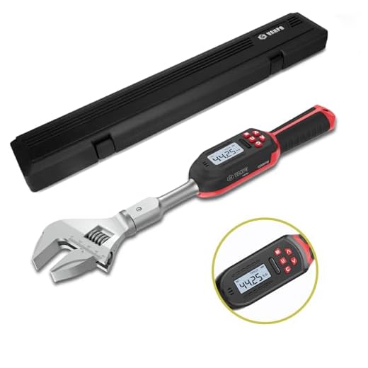 VANPO Adjustable Digital Torque Wrench, 2.2-44.2ft-lbs/3-60N-m, 9×12mm Open End Torque Wrench, 38mm Adjustable Jaw, Accuracy ±2%, LED & Buzzer Notification, Suitable for HVAC, Car, Moto, Pipeline