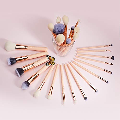 Jessup Vegan Cosmetic Brush Set Professional 30Pcs, Premium Synthetic Powder Foundation Eye Shadow Blending Concealer Bronzer Eyeliner Fan Smudge Blush Highlighter Makeup Brush Peach Puff T440 #TOP7