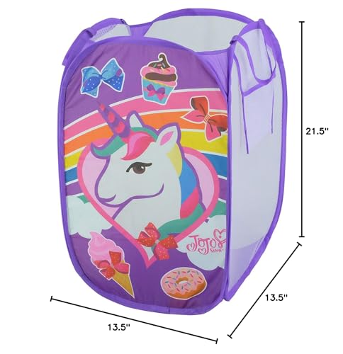 Nickelodeon Jojo Siwa Rainbow and Bows Pop Up Hamper with Durable Carry Handles, 21"H x 13.5"W X 13.5"L