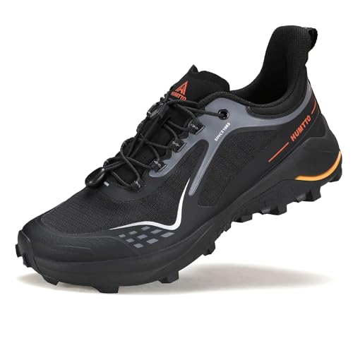 HUMTTO Men's Quick Laces Hiking Sneaker Lightweight Breathable Walking Outdoors Trail Running Shoes