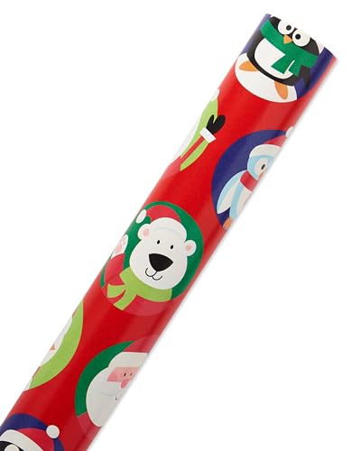 American Greetings Jumbo Kids Christmas Reversible Wrapping Paper Roll, Red and Blue Holiday Gift Wrap (175 sq. ft., 1 Extra Large Roll-30 in. x 70 ft.) Penguins, Polar Bears, Santa, Snowflakes - Thumbnail 6