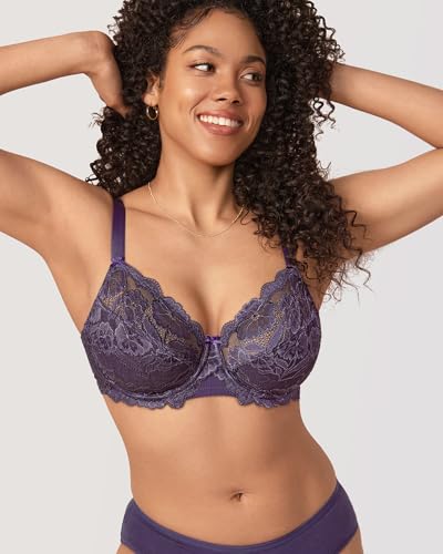 Image of DELIMIRA Women's Plus Size Full Coverage Lace Underwire Unlined Bra Up to J