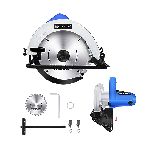 Sierra circular de inmersión con hoja de sierra para madera, tubo de PVC, placa compuesta (230 V 1000 W, carcasa de aluminio + motor de cobre, corte de chaflán hasta 45°, profundidad de corte 55 mm,