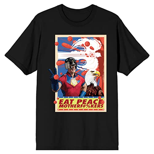 Image of Peacemaker Christopher Smith and Eagle Poster Art Men's Black T-Shirt, Black, Large
