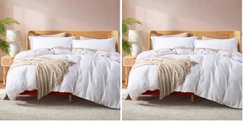 Image of Nestl White Duvet Cover Full Size - Soft Double Brushed Full Size Duvet Cover Set, 3 Piece, with Button Closure, 1 Duvet Cover 80x90 inches and 2 Pillow Shams (Pack of 2)