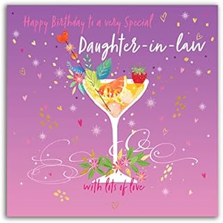 The Heritage Press Birthday Card for Daughter-in-Law - Birthday Card Cocktail for Her with Foil Finish and Envelope - Made in UK - Eco-friendly - 160X160mm