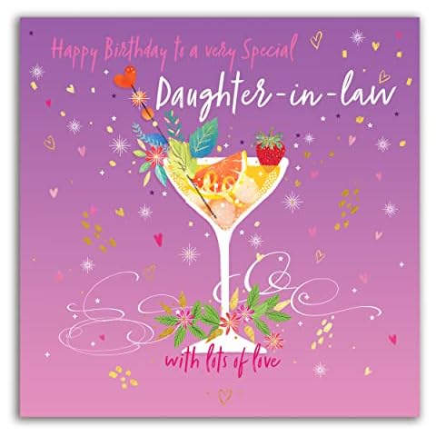 The Heritage Press Birthday Card for Daughter-in-Law - Birthday Card Cocktail for Her with Foil Finish and Envelope - Made in UK - Eco-friendly - 160X160mm Cover
