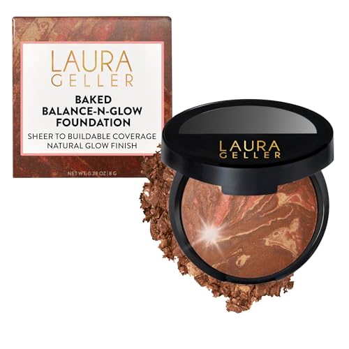 LAURA GELLER NEW YORK Baked Balance-N-Glow Illuminating Foundation - Toffee - Buildable Sheer to Light Coverage - Satin Finish