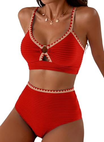 Herseas Women's Bikini Sets 2 Piece High Rise Swimsuits Textured