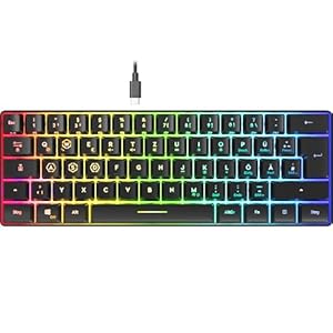 Speedlink Letos – RGB Gaming Tastatur 60%, kabelgebunden, USB-C Kabel abnehmbar, Anti-Ghosting, Hintergrundbeleuchtung Verschiedene Beleuchtungsmodi, Deutsches Layout QWERTZ, schwarz