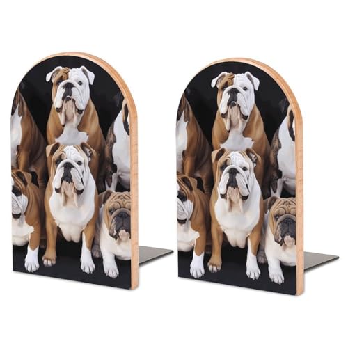 English Bulldogs Bookends for Shelves Set of 2, Large Book Ends Heavy Duty Book Organizers Universal Economy Book Stands for Heavy Books Home Office Library Kitchen